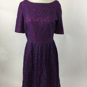 ADRIANNA PAPELL Purple & Pink Lace dress 8